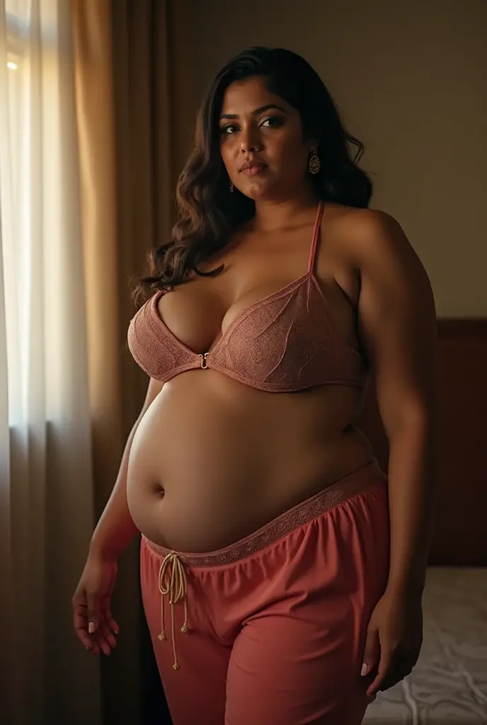 Largest boob cleavage chubby slim body old look Indian 
