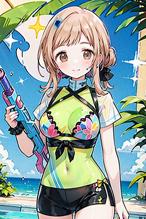 For Women々Anime characters with poses and accessories, Kantai Collection Style, azur lane style, attire: bikini of, small curvy loli, pixiv, from the azur lane videogame, art of kirokaze pixel, [ conceptual art ]!!, splash art anime loli, swim wears, Swimsuit, pixiv 3dcg, pixiv style