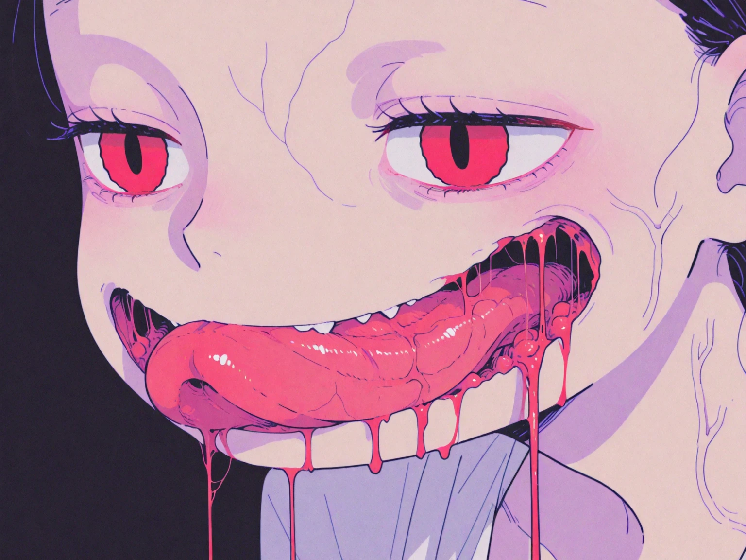 skinny young small thin girl, anorexic, sexy, wet, seductive, flat chest, naked, legs spread, ahegao, crying, full body, giant bite wounds on body, bleeding, bite mark,missing body chunk, wounds open,