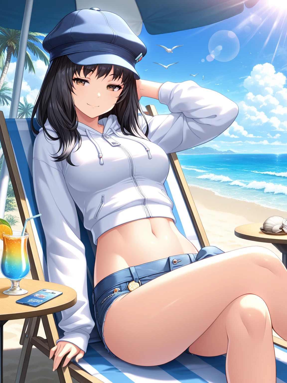 (masterpiece, Highest quality:1.2), 1 Girl, alone,Eyes open,relaxing,Tropical atmosphere,Ocean