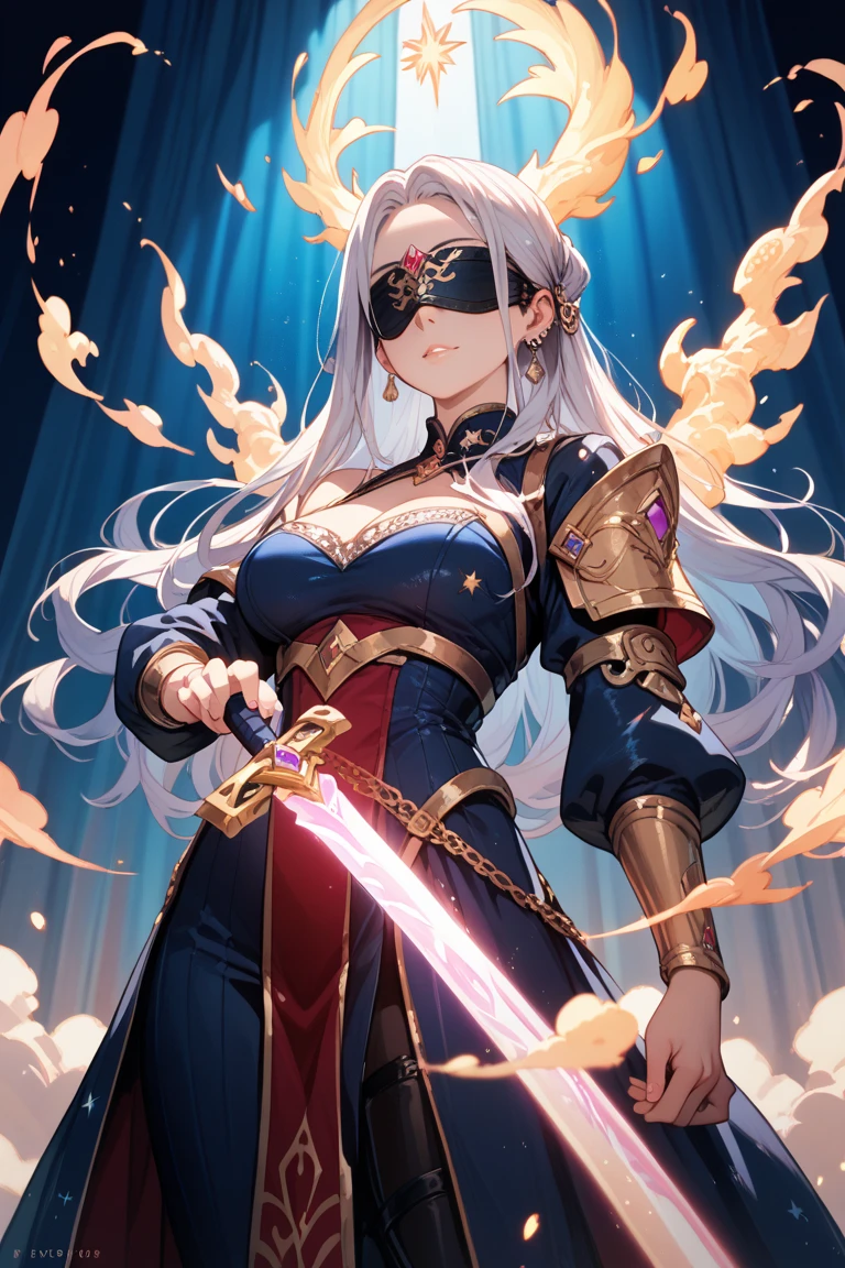 She-Ra and the winged tiara,She's wearing a green belly dance dress,And a red cape,Golden boots,and long golden wrist guards that extend from the elbow to the wrist。Long blond hair,blue eyes and red lips。 She carries a sword,A veil inlaid with crystals in the middle covers her entire face