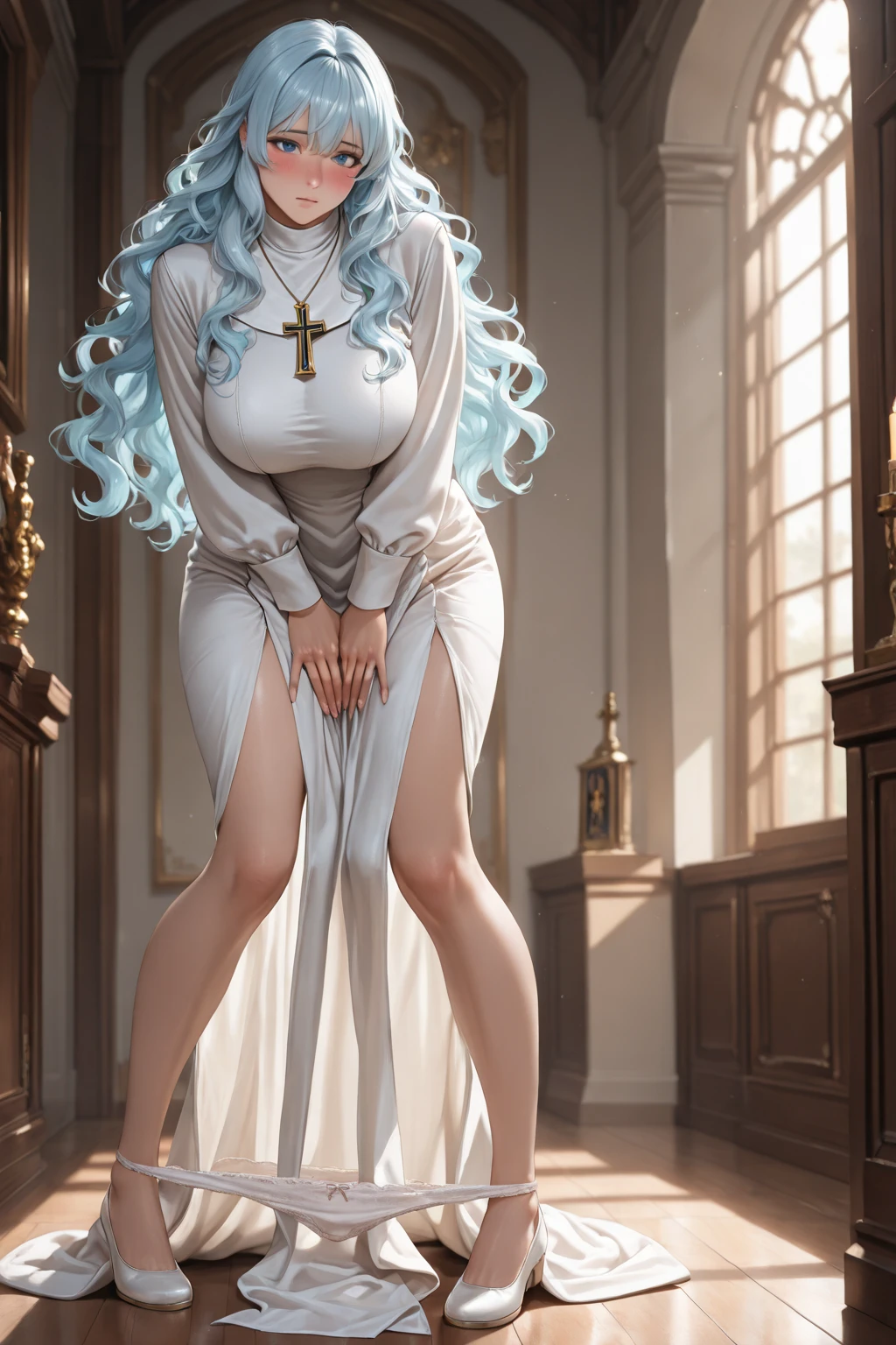 （full bodyesbian：1）， voluptuous figure， （Bigboobs：1）， （big assa：1）， （tmasterpiece） （perfectly proportions）（photograph of-realistic）（best qualtiy） （A detailed） （8K） （k hd） （cinmatic lighting） （Sharp focus） （复杂） ，Optimal proportions of four fingers and one thumb，1female，Huge breasts，Pornographic exposure，独奏，full bodyesbian，dark-skin，Drow Elves，Prostitutes，Customs，Sex practitioners，，long  white hair，Princess Crown，Black skin，elvish ears，Pink love pupils，A happy expression，delicated face，Iron collar，Nipple rings，Shirtless，sitting on a stool，Slender legs apart，Sexy figure，Snow-white wedding dress，The whole body is oily，Prostitutes，4 months pregnant，Tattoos for pregnant women，serving customers，（Background night，themoon，Moonlight shines，Black alley background，Unlit alley，Stone brick floor，Dark atmosphere），surrounded by people，