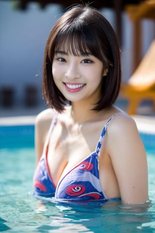 (8k、top-quality、​masterpiece:1.2)、(realisitic、Photorealsitic:1.37)、ultra-detailliert、女の子 1 人、cute little、独奏、Beautiful detailed sky、Detailed Cafe、natta、sitting on、date、(Nasal blush)、 (a smile:1.15)、(a closed mouth)small tits、Fine and beautiful eyes、Nipples are visible、All Nude、Pubic hair is visible、natta、Wet、(short-hair:1.2)、Float NovaFrogStyle、toppless、full bodyesbian、a 20 yo woman、brown haired、、brown-eyed、small head、((A-cup))、fashionGirl、beautidful eyes、True Face、authentic skin、lifelike face、real looking skin、A detailed eye、Doing yoga、(Fashionable hairstyles:1.3)Dynamic poses、viewer、See detailed faces and breasts、The tips of the are sticking out。areola protruding。The shape of the pubic area is clearly visible。gals。Lots of lashes。Pure black eyeshadow。Pitch black lip。Pure black sexy pin heels。pubick hair。the lower abdomen bristles。A slender。Crotch open。
