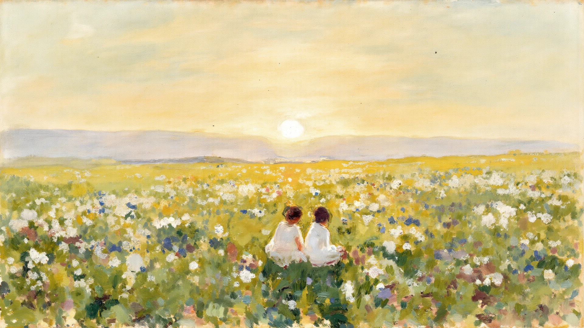Levine, Konstantin Dmitrievich sad and dreamy in a field