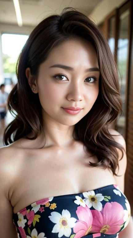 NSFW:1.3:((highest quality、8K resolution、master masterpiece、portrait:1.3)), Photoreal, 35mm film, 1 Japanese female,Beautiful woman, on the street during the day, wrinkles around the eyes,((sexy lingerie:1.3)) , (outdoors_city street: 1.3), jumbled background,look at the audience,(Tokyo cityscape:1.3),big breasts:1.3,laughter