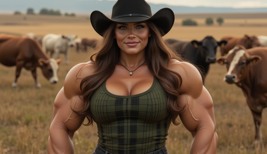 (masterpiece, top quality, best quality, official art, beautiful and aesthetic), 1girl:1.8, extremely detailed, portrait, looking at viewer, solo, (full body:1.7), (((Massive Female Bodybuilder:1.75))), (Muscular Quadriceps), (NSFW:0.99), (long legs), slim waist, wide hips, (medieval tavern interior background), dark mysterious lighting, shadows, magical atmosphere, dutch angle, auburn hair in big curls, detailed background, close up, (warm summer tavern theme), freckles, extremely busty tavern maid, holding mugs of beer:1.98, bard, charlatan, smirk, mysterious, working in tavern, ((((gigantic breasts, cleavage, skindentation))))
