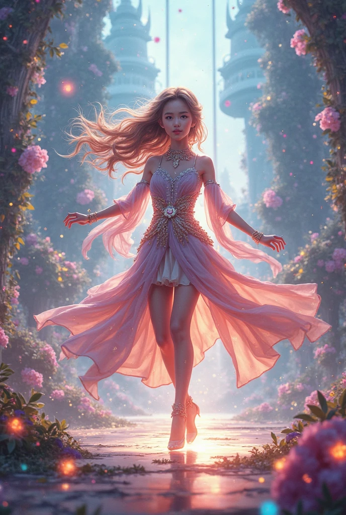 (best quality,4k,8k,highres,masterpiece:1.2),ultra-detailed,(realistic,photorealistic,photo-realistic:1.37),goddess, floating, ground, sheer delicate silks, light source, gentle divine radiance, field of flowers, ethereal, graceful, flowing dress, glowing, divine energy, vibrant colors, surreal, magical, peaceful ambiance, soft petals, enchanting, dreamlike, ethereal beauty, tranquil, shimmering, surreal lighting, fantasy, beauty, magic, surrealistic, graceful movements, captivating, otherworldly, radiant, tranquility, mesmerizing, ethereal atmosphere, delicate features, enchantment, harmonious, serenity, ethereal surroundings, surreal landscape, ethereal glow, delicate flowers, mystical, heavenly, graceful posture, uplifting, otherworldly realm, tranquility, surreal atmosphere, soft and vibrant hues, glowing aura, blissful