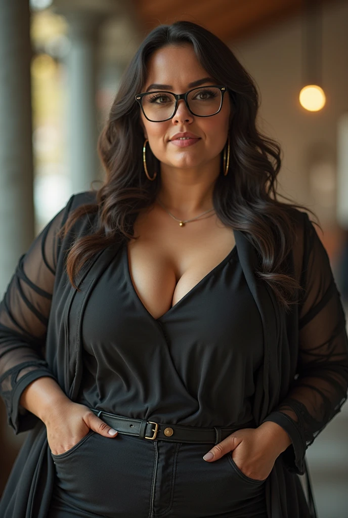 Retrato de mulher com estatura de 1,66, com 62kg, cabelos morena iluminada, Face with striking expression, mentora e palestrante, fala sobre mentalidade, usa roupas alfaiataria moderna, uses luxury accessories and renowned brands, have medium breasts, corpo ampulheta, Speaker and Mentor Photo Studio