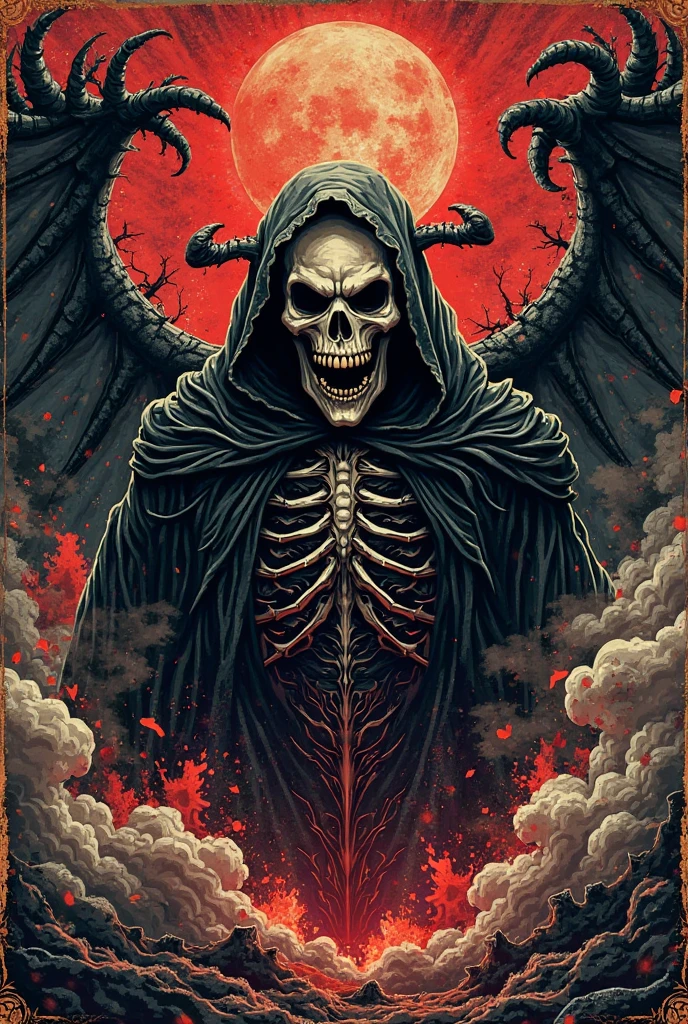 skull and lucifer talking to each other above a pile of corpses, fancy, intrikate, chic, highy detailed, centred, symetry, painted, intrikate, volumetric lighting, comely, masterpiece rich in deep colors, sharp focus, ultra detaild, in the style of dan mumford and marc simonetti, astrophotography