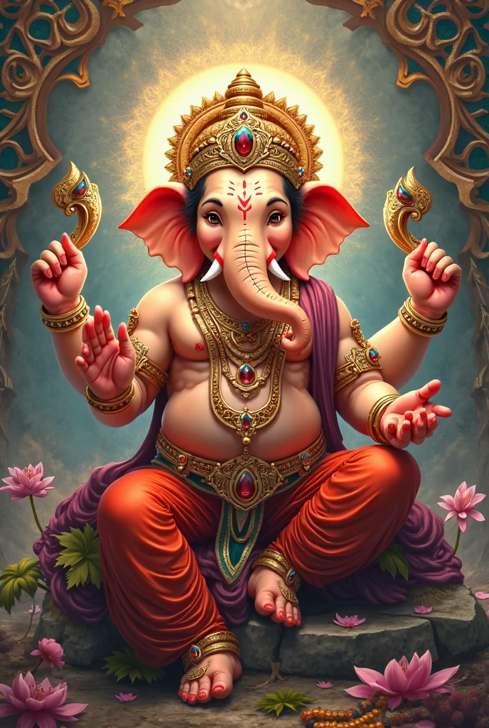 Ganesha Tagore is sitting on a snake.