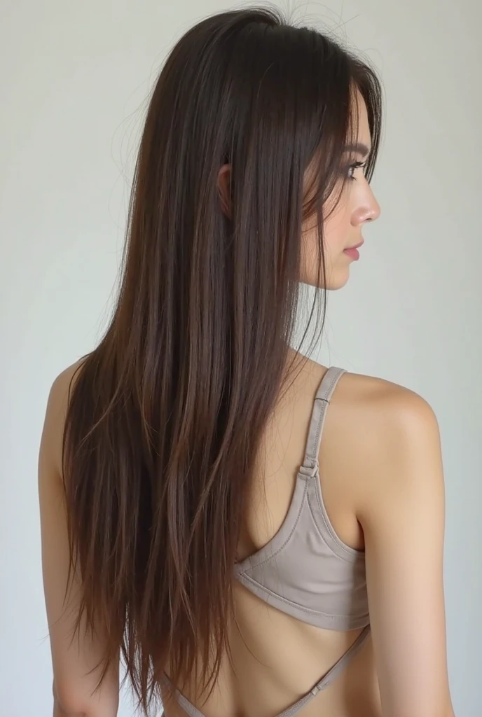 1 female ,long hair not more than her back , hypothetical eyes ,small hand ,5'3 height , soft cheeks , soft smile , slim fit body but not face but she is very beautiful 
