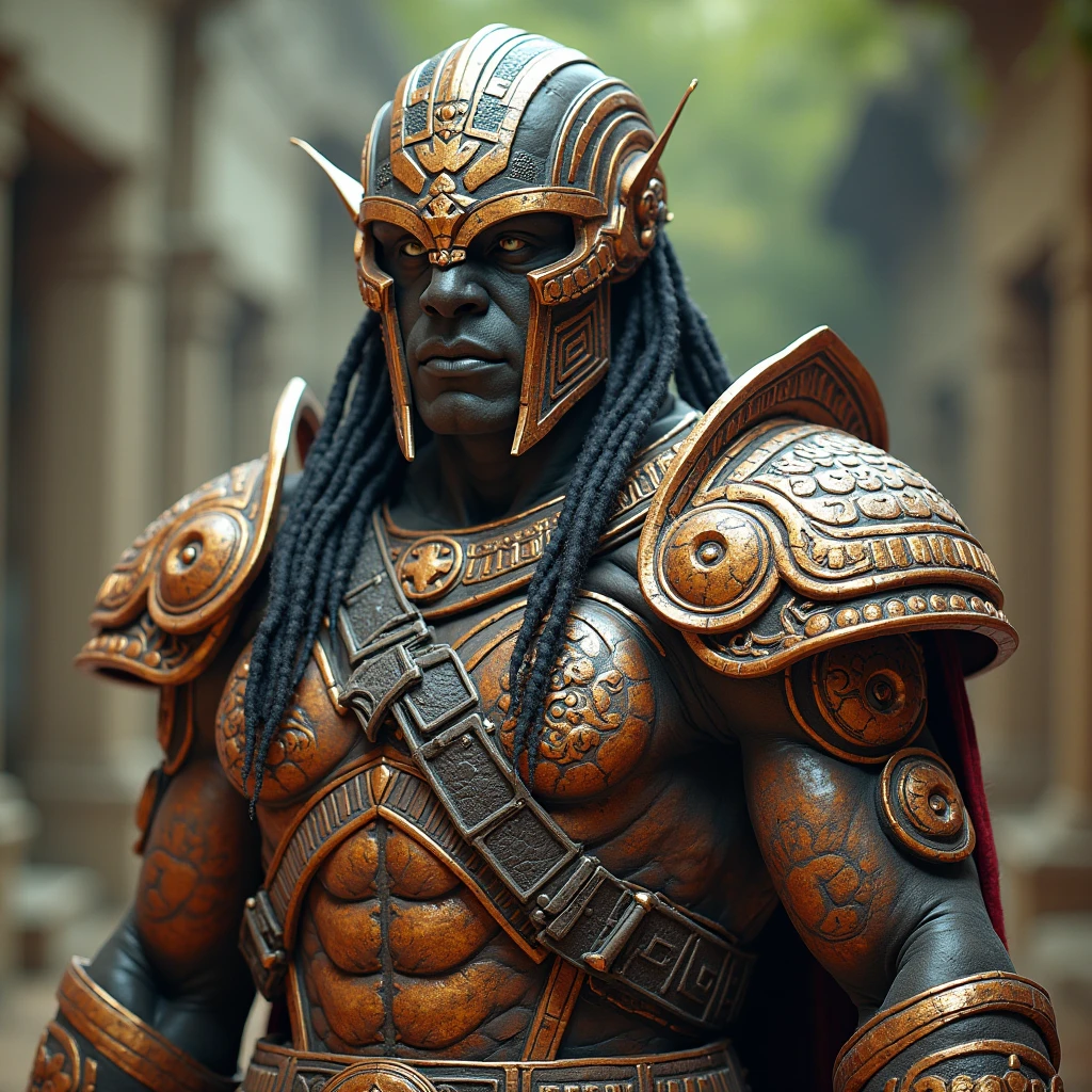 Indigenous man, turn it into live action, forest in the background, realistic, epic, 8k, futuristic