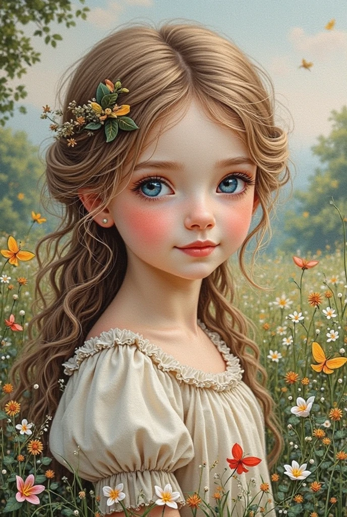 (LibraryAI), a small dark library with a gorgeous green-eyed blonde with a white flower in her hair reading