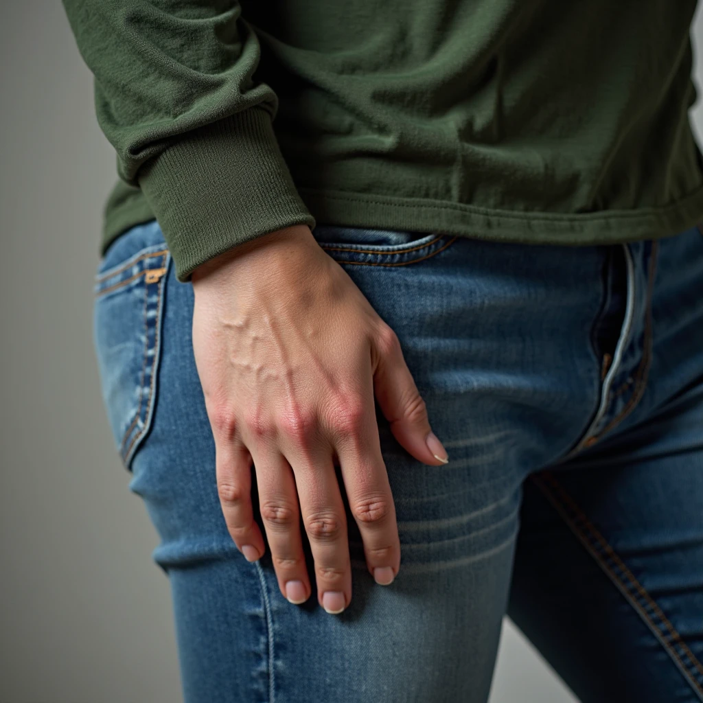 a cartoon of a person with a painful knee and a hand on their hip, body swelling about to explode, hand on hips, hand on hip, Cistos, pessoa carnuda com membros extras, vista inferiora, picos no corpo, quadris insanamente inflados, joelhos fracos, machucar, umbracinese, swollen muscles, poser, Dor