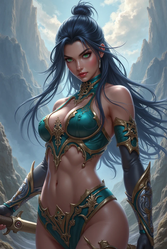 A closeup of a woman in a bikini with a sword, concept art inspired by rossdraws, Artstation contest winner, fantasy art, ((a beautiful fantasy empress)), a beautiful fantasy empress, fantasy woman, extremely detailed germ of art, beautiful enchantress, ig model | germ of art, as seen on germ of art, a beautiful enchantress