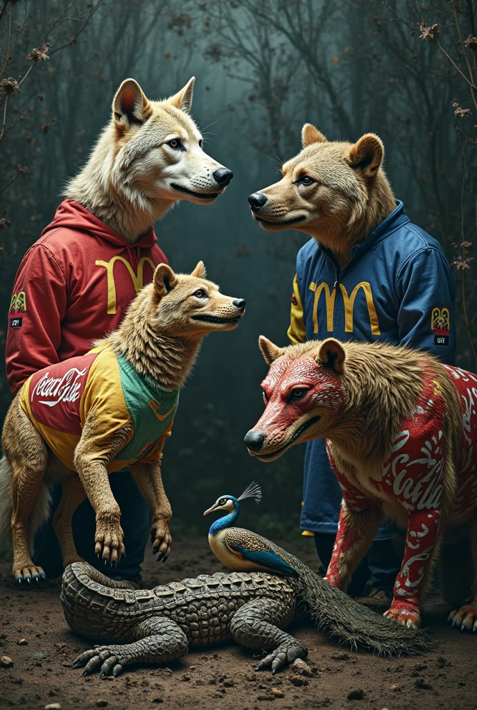 A pig with the Flamengo shirt and a female fox in his arms with the Vasco shirt