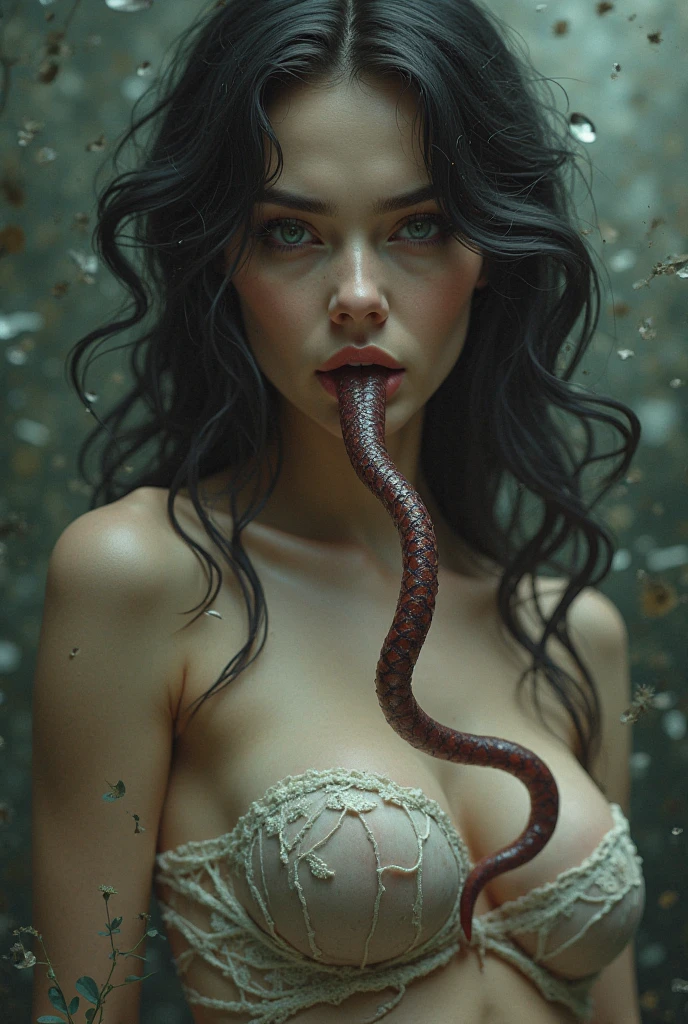 Sexy girl, demon horn, demon tail, naked, naked, cum in everything , sexy ass, actress Pose, ass