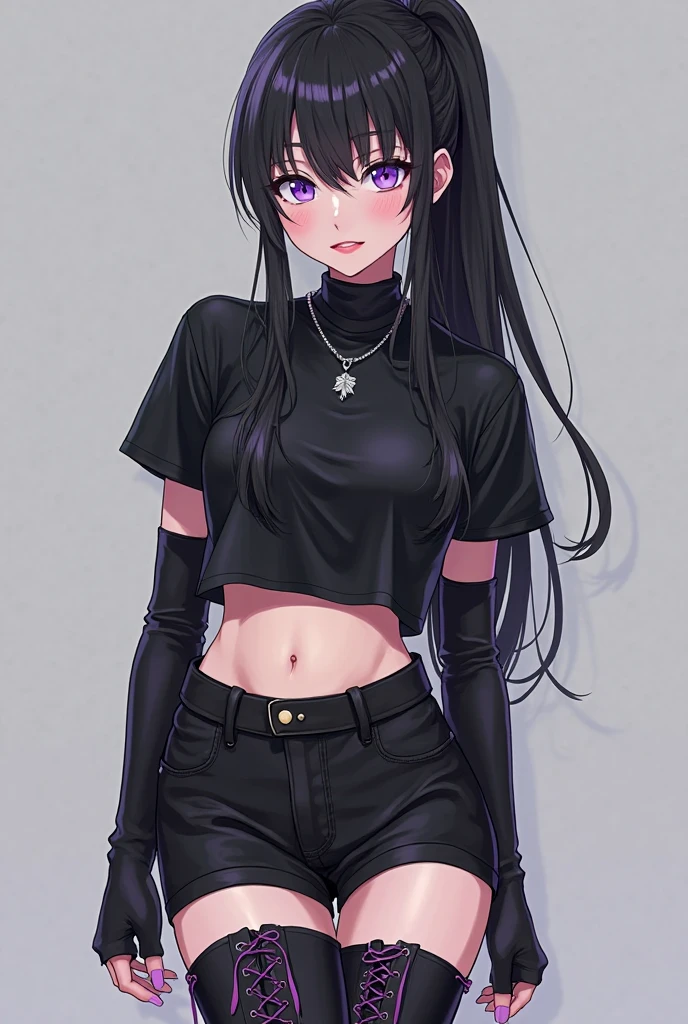 (masterpiece:1.3), (Best Quality:1.3), (Ultra-detailed:1.2), ((kawaii)), Cute, (lovely), ((sexy)), ((Extremely detailed)), 4K, (8K), Best Quality, (Beautiful), Illustration, anime style, (bold line:1.2), Gradation, looking at viewer, //, (bent down:1.1), (arms behind back), //, a cute girl, 1girl, (solo:1.2), gleaming skin, //, (flat chested), (Perfect eyes:1.2), (Perfect iris:1.2), //, darkblue hair color, (beautiful eyes) //, (half closed eyes:1.3), (sexual expression:1.2), Fascinated expression, smile, (blush:1.2), //, modern city background, on rock, twin tails, muscle girl, hard abs, exposed abs, NECKLACE, tight blouse, skirt
