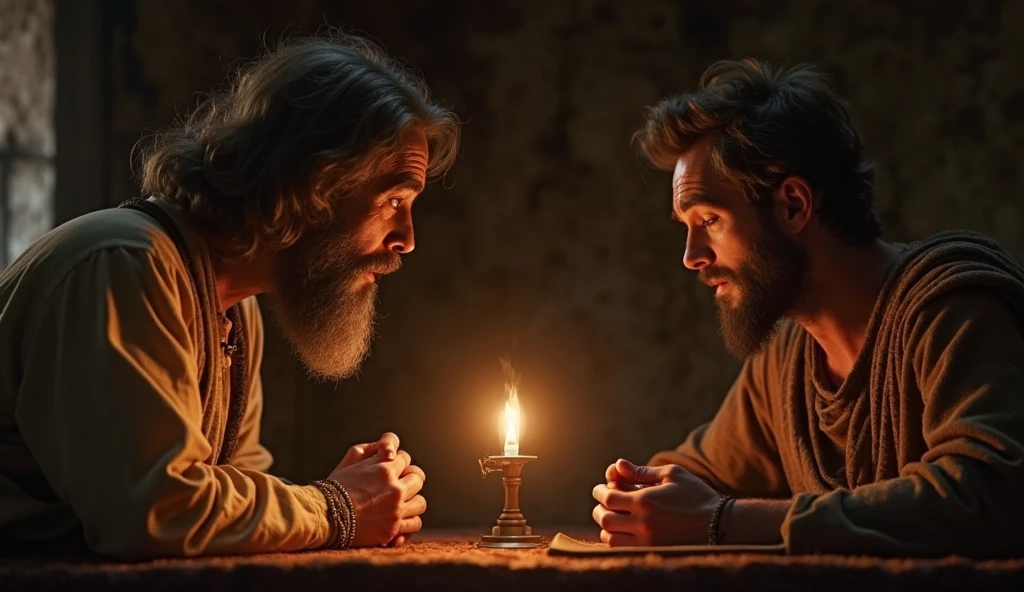 three biblical characters, three men film cover style (old testament, cinematic image, front angle, best quality, 8K)