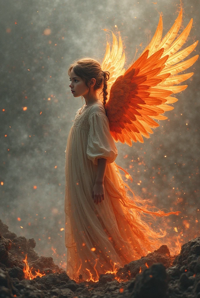 Russian blonde child girl ,AND ANGEL OF WNGS OF FIRE.