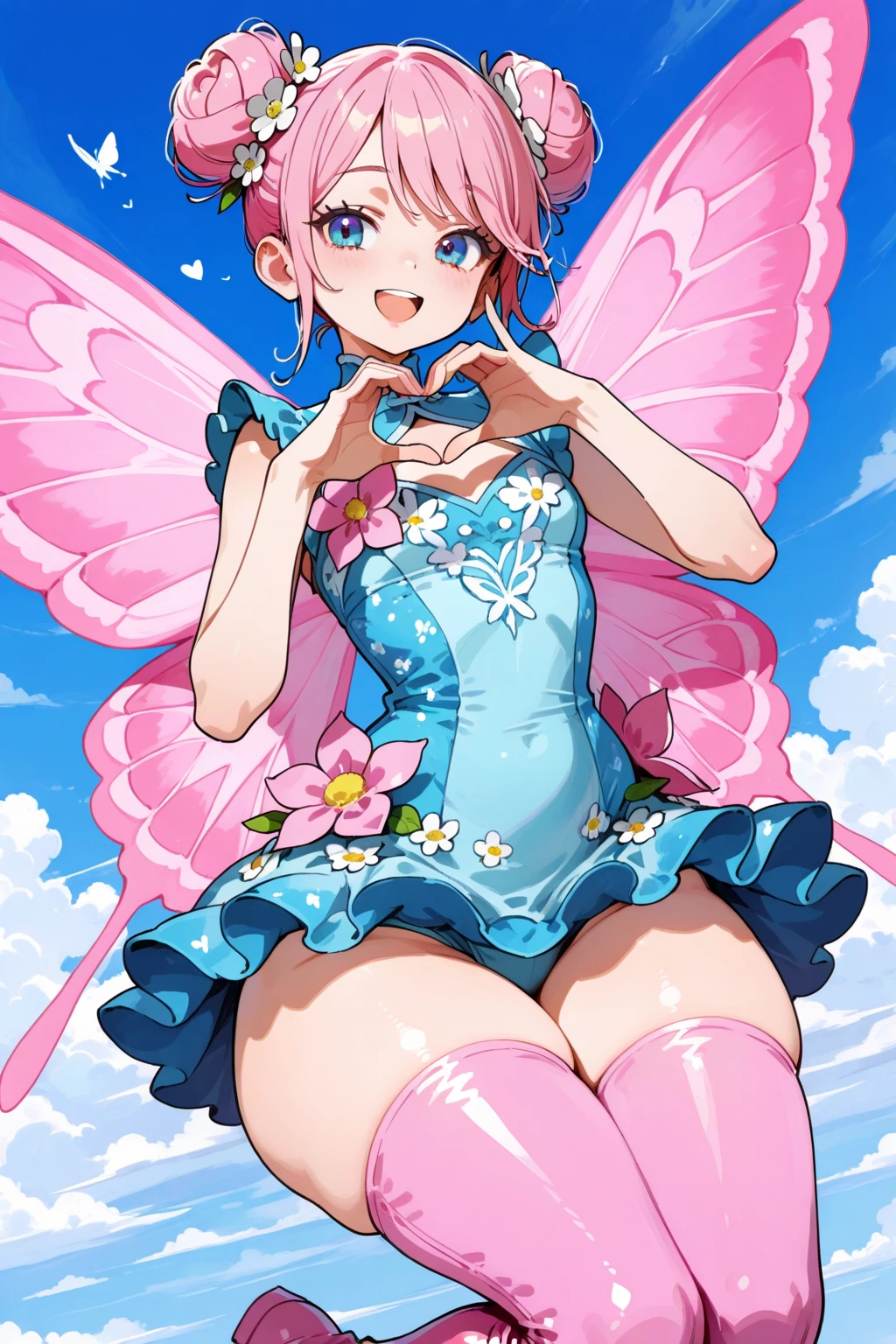 best quality, masterpiece, 1girl,solo, <lora:ibuo-10:0.8>,, <lora:KSHP:1>,pink hair, ,fairy wings, short twintails,