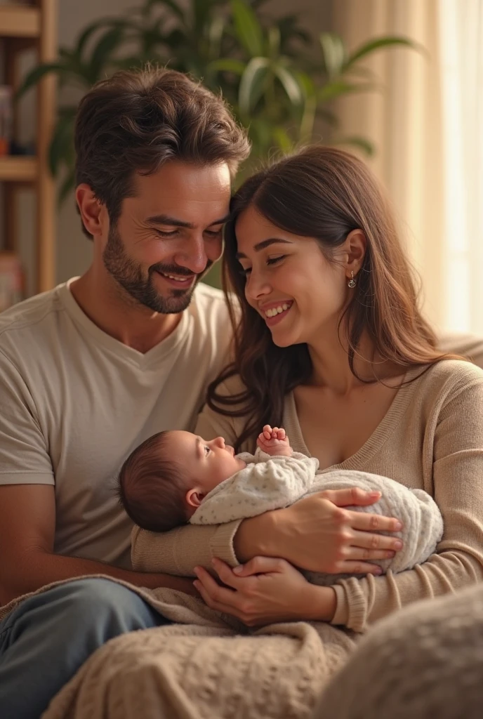 A family, A father, a mother and a baby