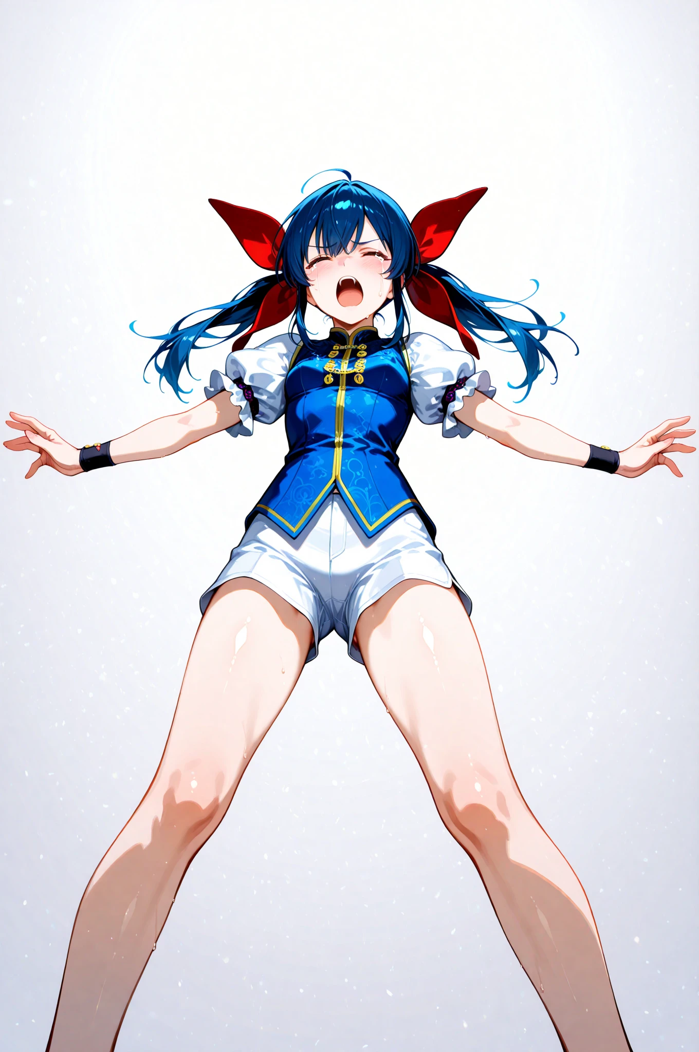 high school girl cheerleader Panty shot NSFW I can see the nipples take off clothes Nipple tease standing arms up 1 boy, orgasm face sexual climax saliva blindfold restraint, fetters, rope standing, hug from behind Rope restrained、Japanese