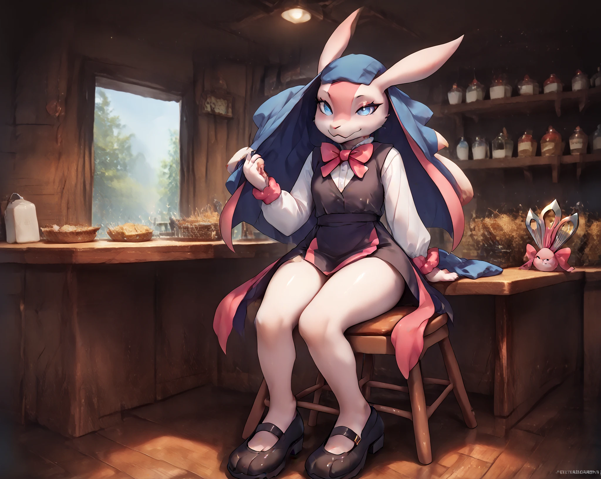 score_9, score_8_up, score_7_up, masterpiece,furry, anthro, pad, 1 girl, blush.hetero,1 lop rabbit girl, girl, lop rabbit girl, blue fur, female, anthro, furry,small breasts, medium hair,half closed eyes, Simple dead eyes,shortstack, {{{{{lop rabbit ears}}}}}, petite+. ,sailor swit,skirt lift,dildo, DildoRiding4,