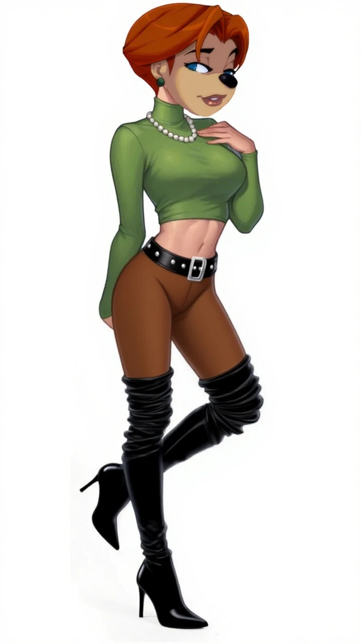 score_9, score_8_up,score_7_up, score_6_up, score_5_up, score_4_up, woman, best quality, highres, full body shot, solo, beautiful, makeup, soft lips, kim possible, bashful, large cleavage,