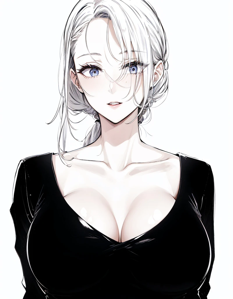 diona shin, standing, portrait, red lips, nsfw, standing, portrait, (masterpiece, best quality), solo, looking at viewer, upper body, standing, fw.dona.shin, mature female, sexy, hot, white hair, diona shin, white background, white hair, very soft breast , soft breast , milf, milf face, tease, detail face, cleavage , large breast, perky breasts, portrait, cowboy shot, cleavage, square lips, short hair, very short hair, white hair, curly hair, earrings , smirk, chubby , Bursting Breasts, Spilling Out, big breast, Cleavage Bulge, milf, very short hair, pixie hair, body proportion, breast sagging , sexy dress, milf face