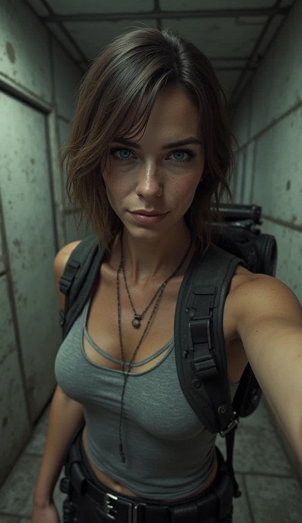 Jennifer Lawrence in special force suit, natural breast, high resolution, realistic art, fighting zombies, 1 mature female, 1 milf, solo, in roof top, green blood splatter, serious face, mouth closed ray tracing, perfect lighting, perfect detail,