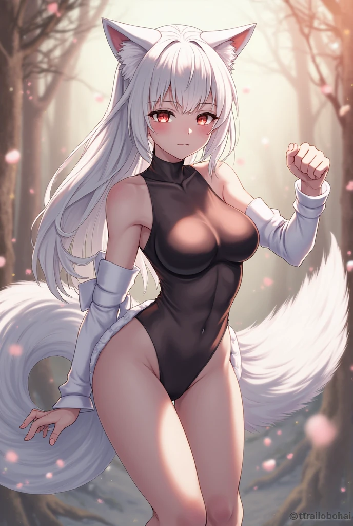 Fox-tailed zorro waifu, milf, pirate clothing , HD, pelo blanco con rosa, busto, 