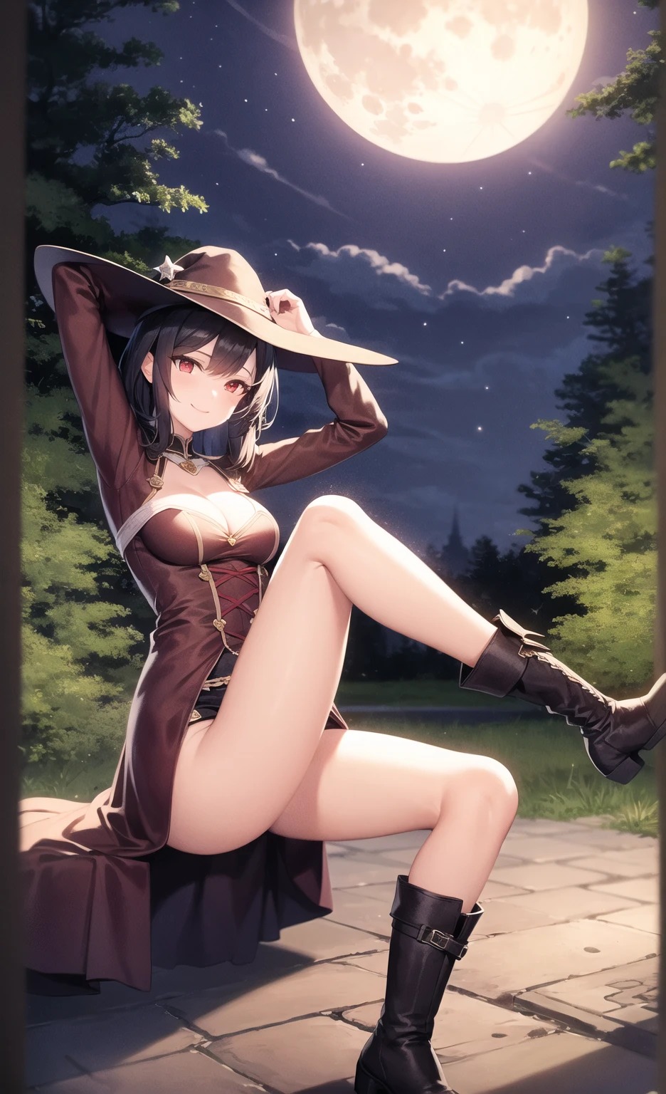lizard with humanized brown scales female, without clothes and with a wizard hat