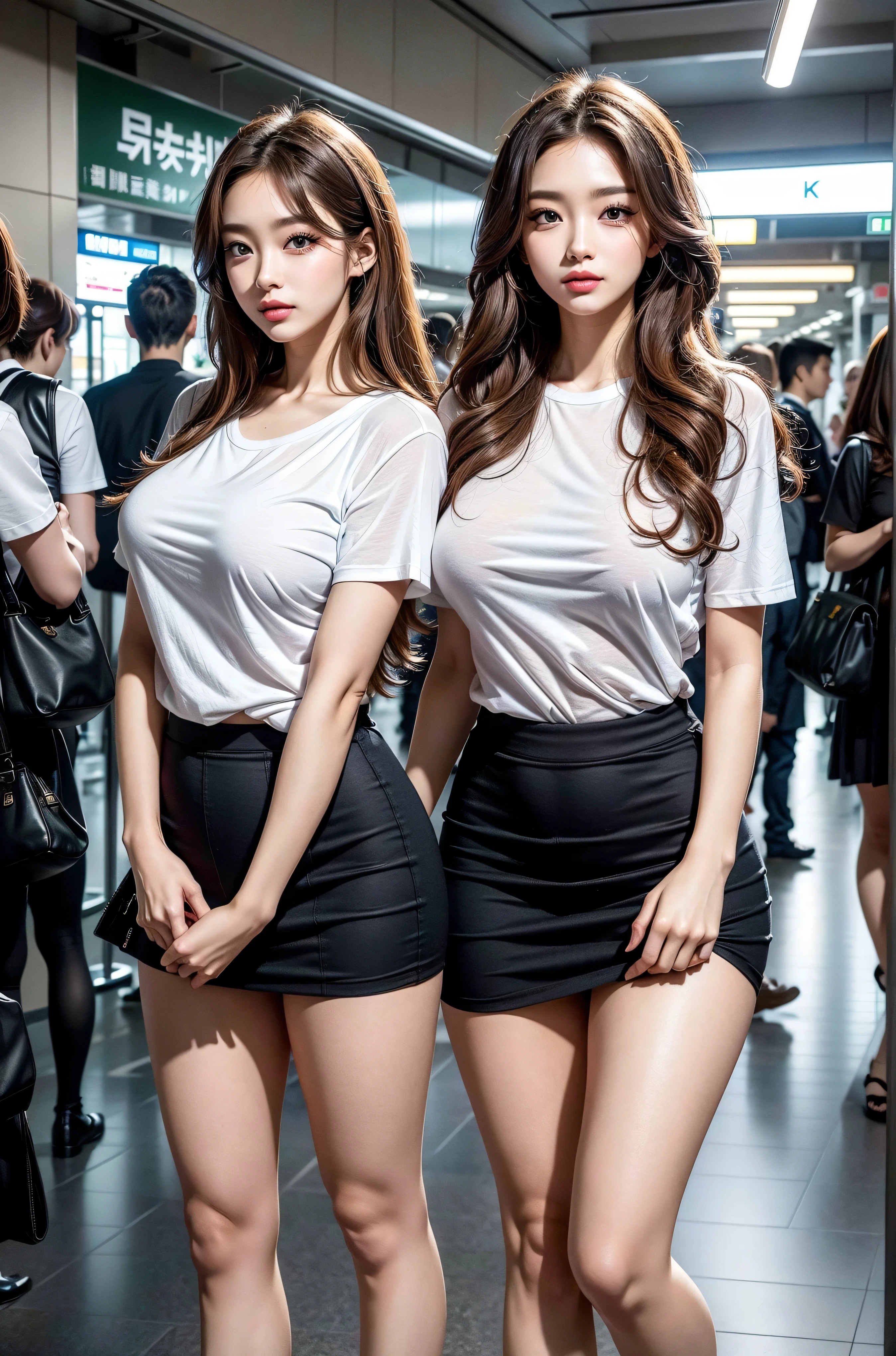 highschool girl、wide hip、miniskirts、camera、Voyeur from right under the miniskirt、Giant tits、escalator