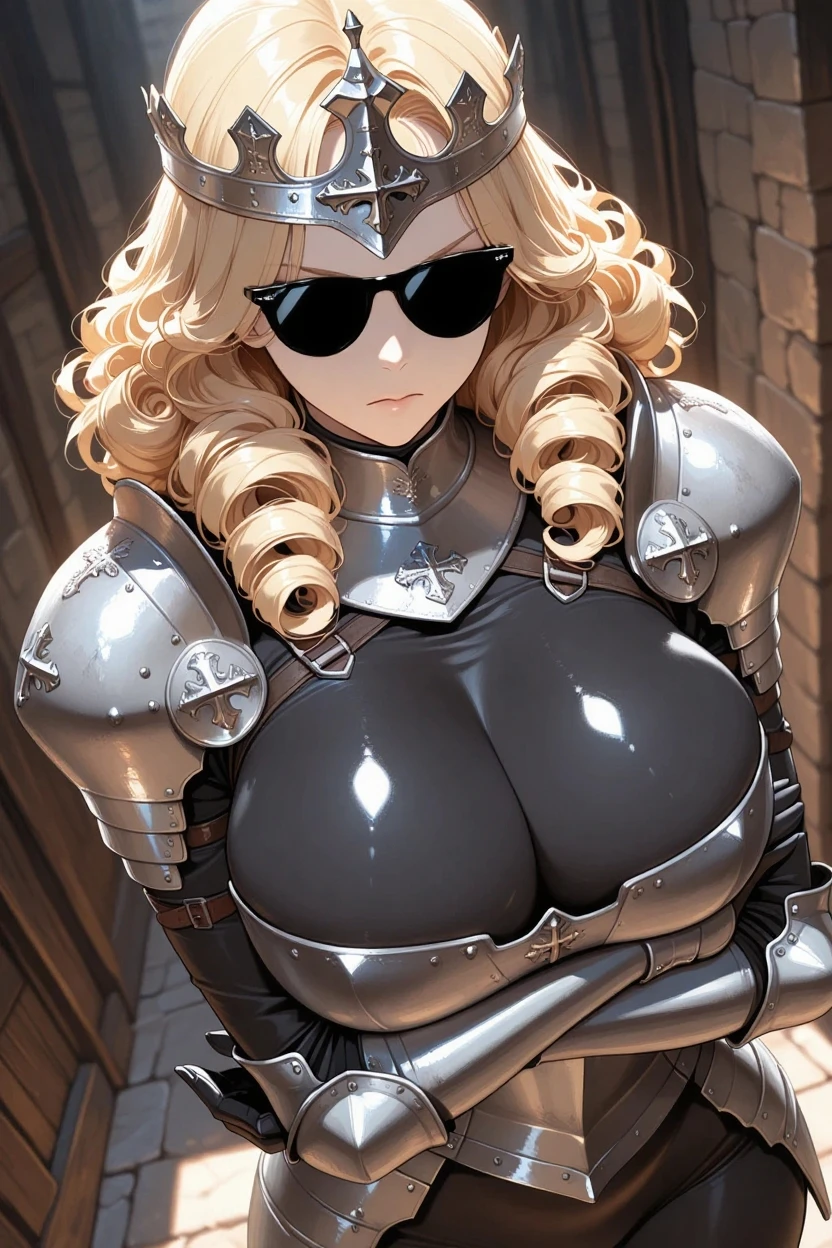 freckles,  woman, blonde, cleavage, chaincore, chainpunk, steel chains, green eyes,  covered in chains, chains and chains, chain skirt,  lewd, sexy