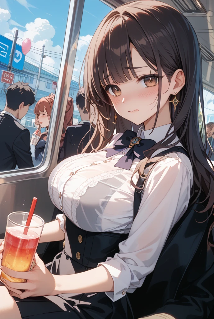 highest quality、High resolution、detailed background、beautiful and detailed face、beautiful and smooth skin、skin texture、Beautiful girl in her 20s、(two beautiful girls:1.5)、(huge breasts:1.3)、(With a happy expression on her face, she lifts up her skirt and shows me her panties.:1.5)、emphasize the chest、emphasize cleavage、pink and black floral embroidery bra、pink and black floral embroidery panties、braided side ponytail、(inside the plane、in flight、Flight Attendant Uniform)、Serving food and drinks and accommodating special dietary requirements.、sexual expression、panty shot、cute、inserting a dildo into the vagina、cameltoe, กางเกงในสีขาว, เปิดกระโปรง โชว์กางเกงใน, โชว์หน้าอก, เปิดหน้าอก,