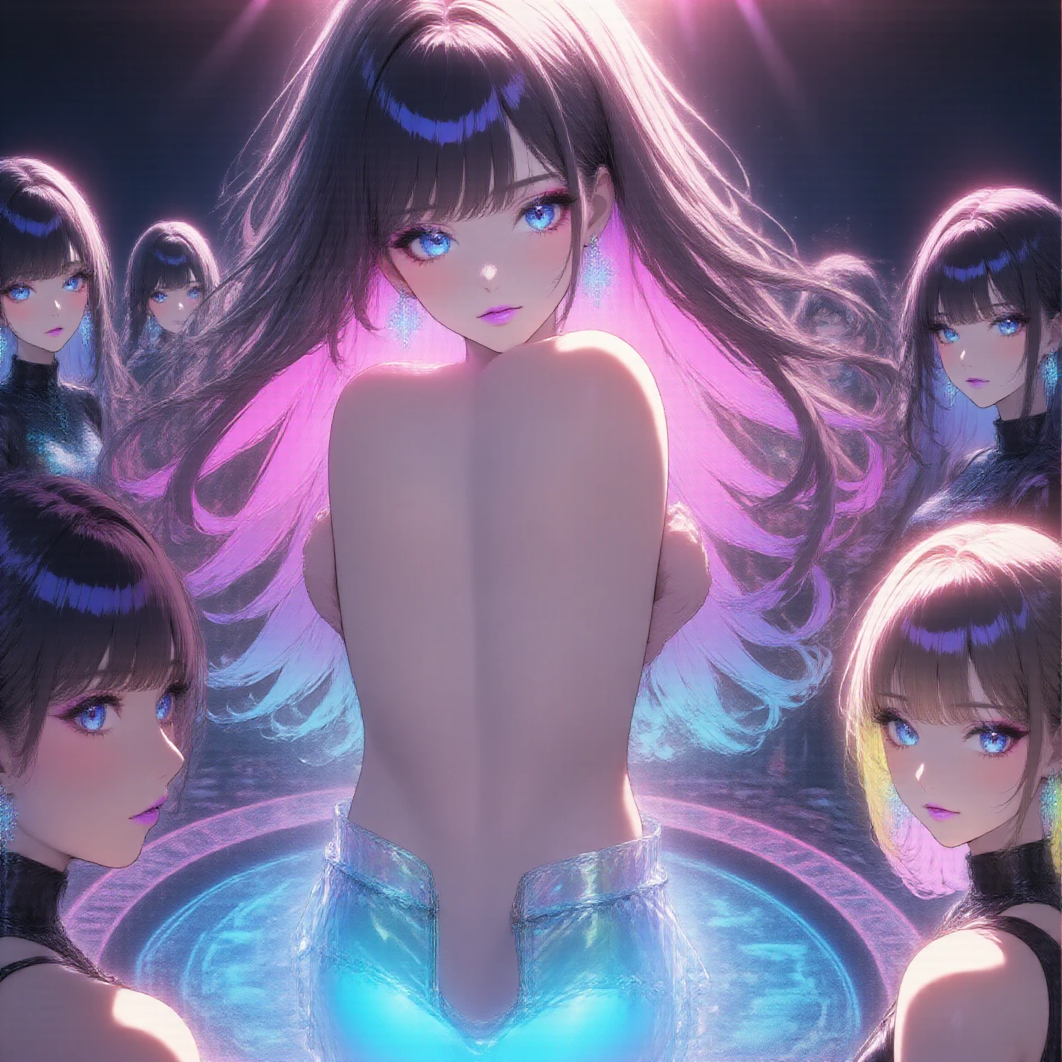 black hair, Primary school students , Fair skin , 美しい , nude , Surrealism, 8k, super detail