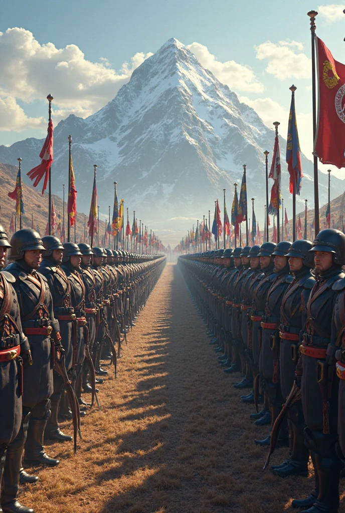 ottoman army vs austrian army, epic, dark background, realistic, 8k