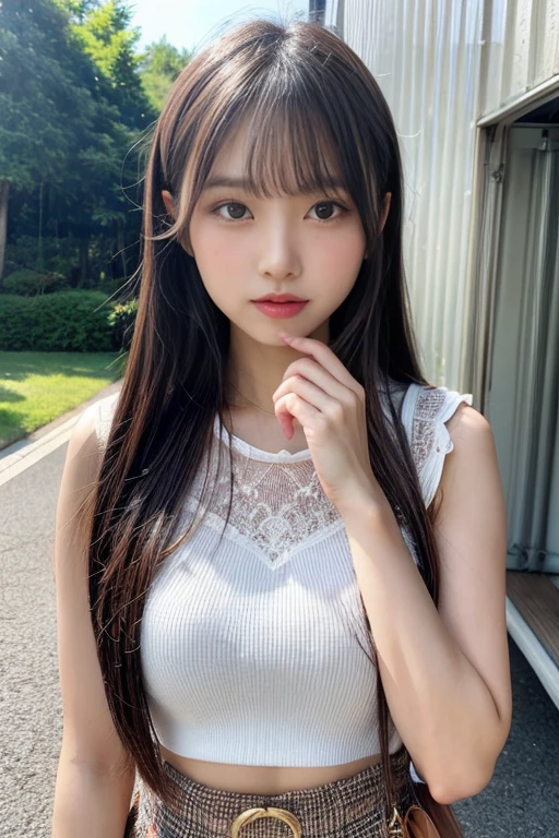 (((A real beauty))), RAW Photos, Black Hair、folder、Round eyes、False eyelashes、Straight Hair, correct、Pink lipstick、Striped Hair、Brown Hair、Blue Hair、(Gradient Hair)、Asymmetrical Hair、Hair behind the ear、Crossed bangs、Long Hair、((お尻までLong Hair))、Long Hair、Straight bangs、Smooth, silky hair、Hair up on one side、とんでもなくLong Hair、Light brown eyes、Ring Eye、Round eyes、Wicked Smile、A light smile、Cast a Shadow、(Extraordinary presence)、Atmospheric perspective、Backlight、Exposure、Lens flare、、最high quality、超High resolution、超High resolution、Very realistic, masterpiece、correct、Textured skin、high quality、最high quality、Awards、32k, 髪のfolder、Cunning、A light smile、Shy laugh、Redness in the ears、correct、Subjective、Shine、360° View、Very detailed、超High resolution、解剖学的にcorrect、masterpiece、Emphasize the chest、High resolution、High detail、Long eyelashes、A slight blush、Compensate, (((Full Body Shot)))、(Shot from above)、Arms raised pose、Shooting from a distance、Various angles of view、