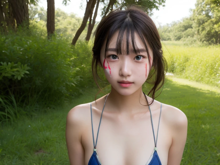 cute,  アイドルのようにcute16歳の高校生、high 、Exposed breasts and nipples、Young cute face、very short、Smile kindly.、high school suburban classes、high はriftが見えるデザイン、small breasts、rift、Forest Park、The light is dim.、whole body、raw photos、แท้TRUE、TRUE、ความสมTRUE、raw photos、high resolution、life、No copyright notice