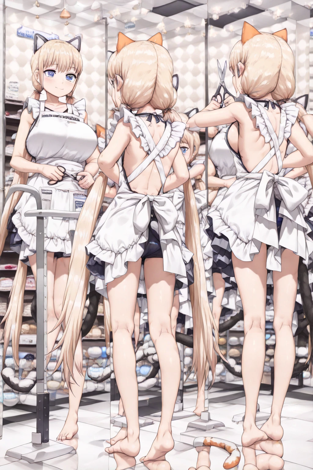 12k,(Perfect Anatomy:1.2, Highest quality),(Maid leotard details:2.0),(3Girls:1.2),,Long Hair:1.5, (Short sleeve, Thighs,Maid Cufflinks),,(High heel lace-up boots:1.4), (Without skirt:3.0),Dark aura,Leotrad,,looking for viewers,L,(at a research facility:1.2),(full body:1.4)