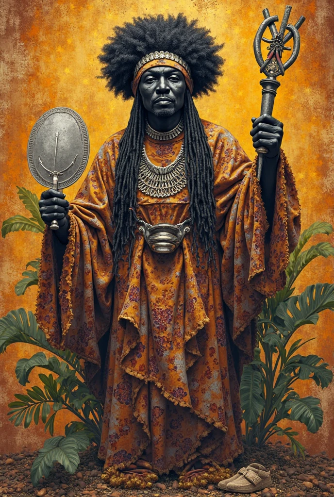 (((BARON SAMEDI))) best quality, ultra-high resolution, 4K detailed CG, master piece,man, African clothing, Voodoo mythology, ((standing pose)), African aesthetic, Centered screen