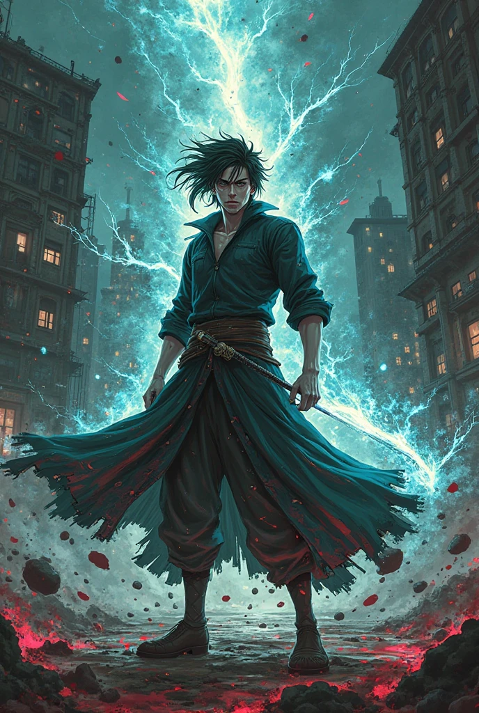 Solo character, full body version, old man, black eyes, black hair, Curly hairstyle, sunglasses, casual clothing, topless, white boots, detailed shadow, (one piece style art), indoor room cathedral, ice room, ice floor, Nitrogen smoke, glow ice effect, standing gesture, hand ice, glow effect, muscle, angry, angry mouth