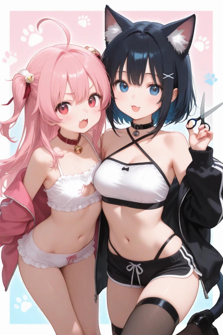 On all fours、Pink Short Hair、Small breasts。(Being pulled by a rope)、Attach collars and leashes、Pets、Obedience、Cat ear、7-year-old girl、Panting air，Provocative poses that make your face turn red，