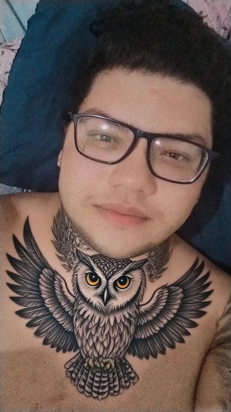 Owl chest tattoo, para hombre