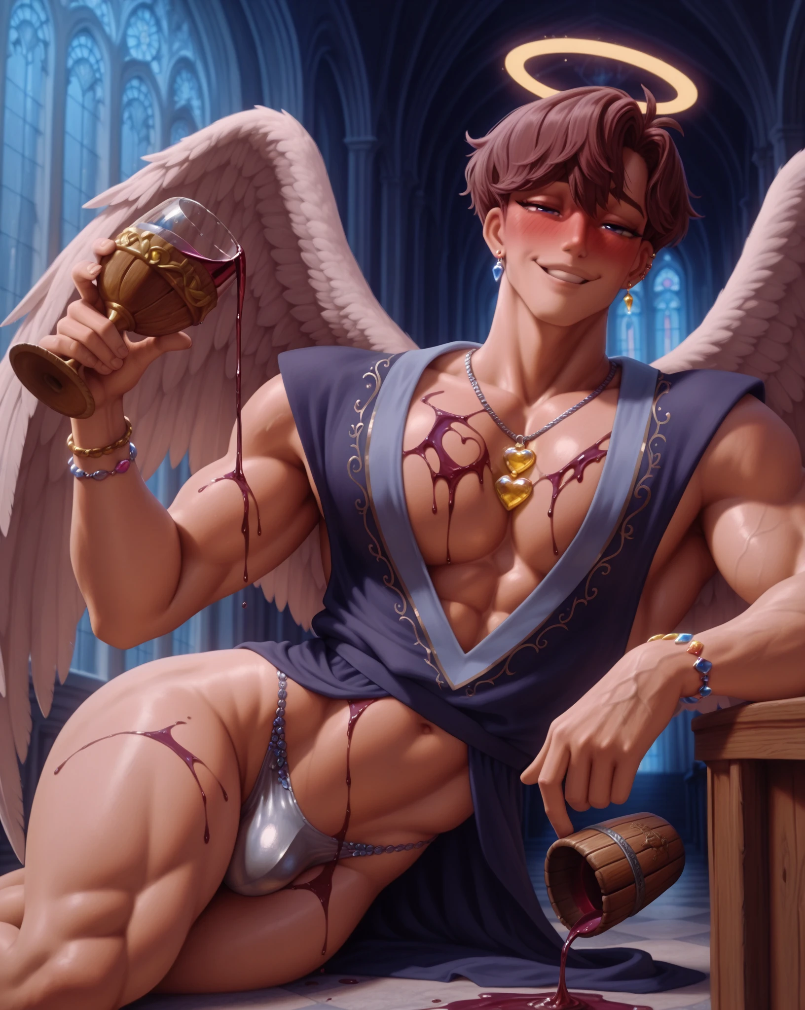 masculine, masterpiece, hyper realistic image of extremely handsome 30 year old man, pale white skin and ginger hair, piercing blue eyes, long elf ears, wearing luxurious long flowy black silk sorcerer robes with very high collar, big glowing amulet necklace, leather vambraces, leather studded chest harness, sitting in gothic graveyard, in midnight, full moon, having anal sex with a ghost, sex from behind, open mouth expression, perfect penis, (((((projectile cum))))), (((cum on belly))), (((cum overflow))), cum string, m legs, spread anus, looking directly at camera, full body, fill frame, highly detailed, intricate details, sharp focus, dynamic lighting, dynamic shadows, no watermark