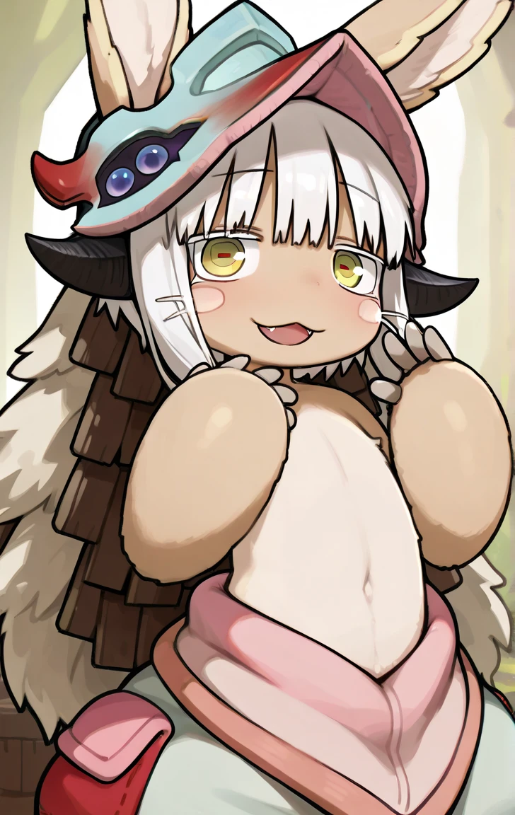 score_9, score_8_up, score_7_up, source_anime,
1girl, solo, <lora:nanachi_PONY_ver2_epoch-000015:1> narehate, nanachi (made in abyss),green eyes,white hair,long hair,furry,animal ears,ears through headwear,helmet,tail,puffy pants