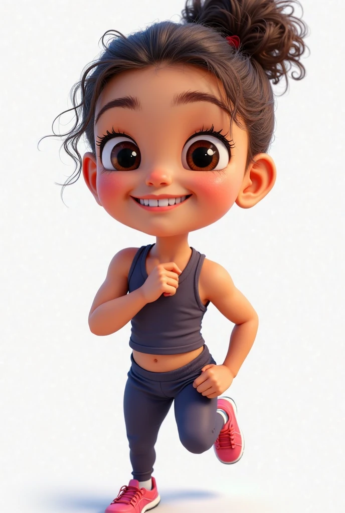 Super young girl. in gym clothes. Wearing white and pink Nike Shox sneakers.