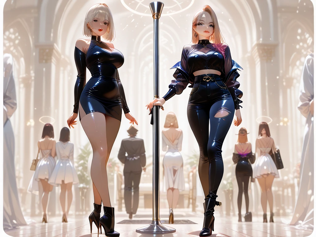 Black transparent pantyhose，Beautuful Women，full bodyesbian，facing to audience，tmasterpiece，high high quality --auto