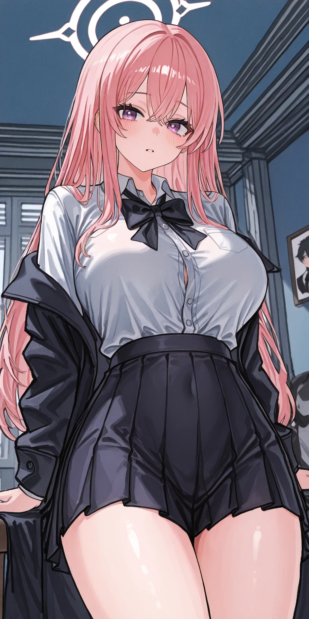 (Nsfw),Hayatakagi, Hajime Takagi, Long hair, bow ribbon, (Twin-tailed:1.3), (Brown eyes:1.5), Hair Ribbon, Pink hair, (eye glasses:1.3),,(looking at the viewers:1.3),BREAK (masutepiece:1.2), Best Quality, High resolution, Unity 8k Wallpaper, (Illustration:0.8), (Beautiful detailed eyes:1.6), extra detailed face, Perfect Lighting, extremely details CG, (Perfect hands, Perfect ???????), big hotel room,Naughty big、thighs thighs thighs thighs、solo, very big breast, detailed nipples, deep cameltoe, barely spread legs, caderas anchas, ultra small high leg string thong, translucent stockings, perfect round detailed and realistic nipples, detailed vagina, daylight illuminated, black transparent super ultra small lace lingerie, with an realistic detailed combat knife in on hand in the most erotic pose, showing her beautiful nipples, super short mini school skirt upskirt, full body picture 